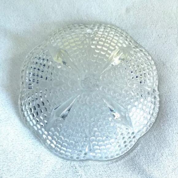 Vtg Hazel Atlas Glass Footed Candy Dish Bowl Trinket Tray Hobnail Scalloped - Picture 4 of 6